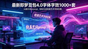 （18650期）最新即梦豆包4.0字体字效1000+套，AI提示词prompt，轻松生成绝美艺术字体效果-中创网_分享创业项目_助您在家赚钱