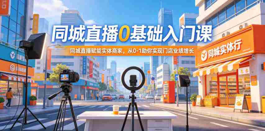 同城直播0基础入门课,同城直播赋能实体商家,从0-1助你实现门店业绩增长