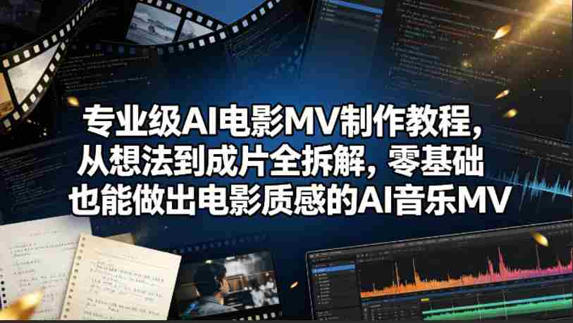 专业级AI电影MV制作教程,从想法到成片全拆解,零基础也能做出电影质感的AI音乐MV