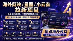 (18567期)海外剪映 / 星图 / 小云雀拉新项目 普通人也能上手的跨境流量变现副业-中创网_分享创业项目_助您在家赚钱