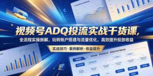 视频号ADQ投流实战干货课,全流程实操拆解,玩转账户搭建与流量优化,高效提升投放收益-中创网_分享创业项目_助您在家赚钱