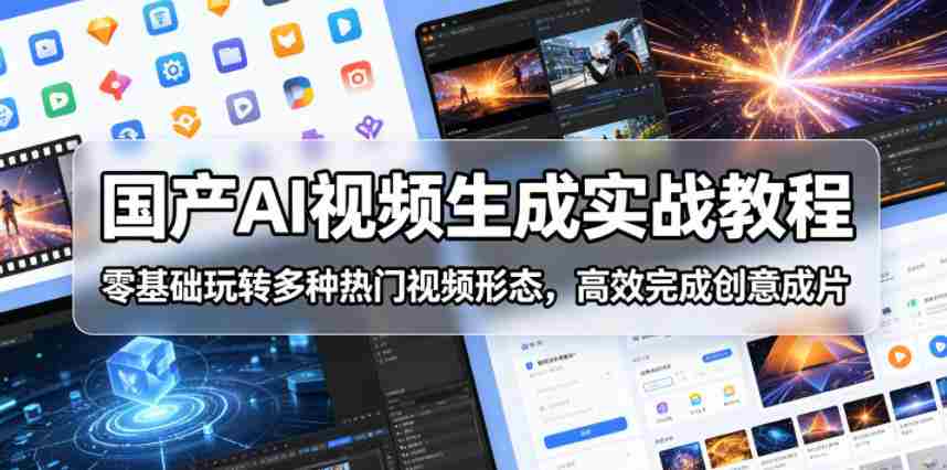 国产AI视频生成实战教程，零基础玩转多种热门视频形态，高效完成创意成片-中创网_分享创业项目_助您在家赚钱