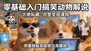零基础入门搞笑动物解说,大佬私藏完整变现课程,照着模板就能做出高播放-中创网_分享创业项目_助您在家赚钱