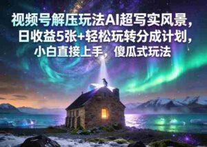 视频号解压玩法AI超写实风景,日收益5张+轻松玩转分成计划,小白直接上手,傻瓜式玩法-中创网_分享创业项目_助您在家赚钱