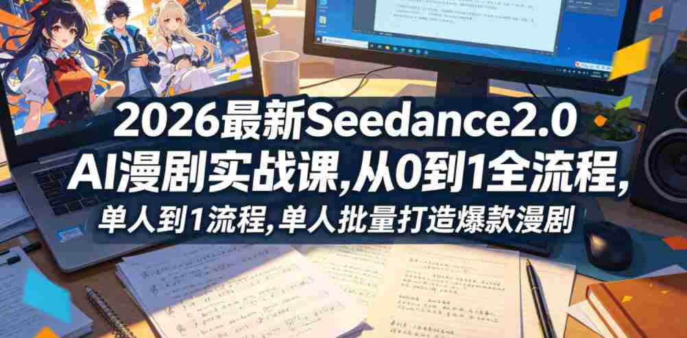 2026最新Seedance2.0 AI漫剧实战课,,从0到1全流程,单人批量打造爆款漫剧