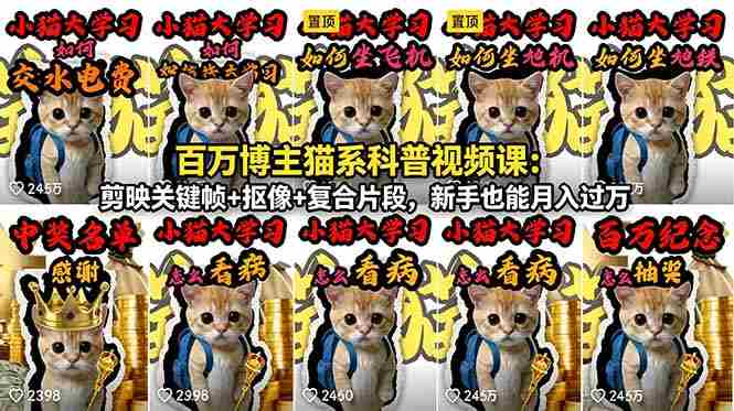 （18595期）百万博主猫系科普视频课：剪映关键帧+抠像+复合片段，新手也能月入过万-中创网_分享创业项目_助您在家赚钱