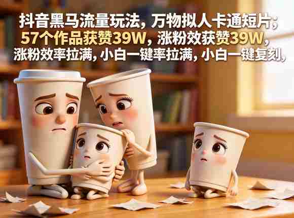 抖音黑马流量玩法，万物拟人卡通短片，57个作品获赞39W，涨粉效率拉满，小白一键复刻，保姆级拆解-中创网_分享创业项目_助您在家赚钱