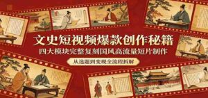 文史短视频爆款创作秘籍：四大模块完整复刻国风高流量短片制作-中创网_分享创业项目_助您在家赚钱