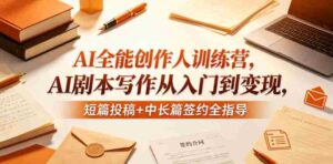 AI全能创作人训练营,AI剧本写作从入门到变现,短篇投稿+中长篇签约全指导-中创网_分享创业项目_助您在家赚钱