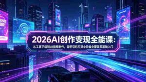 (18553期)2026AI创作变现全能课-更新5月:从工具下载到AI视频制作,即梦豆包可灵小云雀全覆盖零基础入门-中创网_分享创业项目_助您在家赚钱