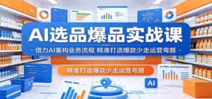 AI选品爆品实战课：借力AI重构业务流程，精准打造爆款少走运营弯路-中创网_分享创业项目_助您在家赚钱