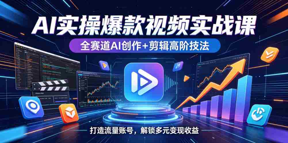 AI实操爆款视频实战课，全赛道AI创作+剪辑高阶技法，打造流量账号，解锁多元变现收益-中创网_分享创业项目_助您在家赚钱