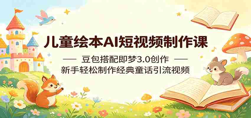 儿童绘本AI短视频制作课：豆包搭配即梦3.0创作，新手轻松制作经典童话引流视频-中创网_分享创业项目_助您在家赚钱