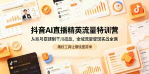 抖音AI直播精英流量特训营,从账号搭建到千川投放,全域流量变现实战全课,用好工具让賺钱更简单-中创网_分享创业项目_助您在家赚钱