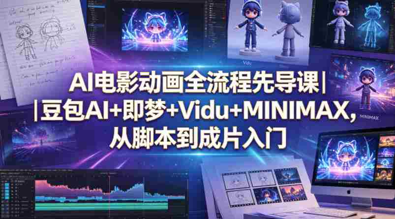 AI电影动画全流程先导课|豆包AI+即梦+Vidu+MINIMAX,从脚本到成片入门