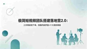 (18672期)极简短视频团队搭建落地营2.0:三天两夜线下课,四维内容罗盘+十大爆款模版-中创网_分享创业项目_助您在家赚钱
