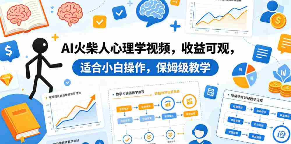 AI火柴人心理学视频,收益可观,适合小白操作,保姆级教学
