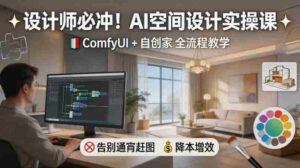 设计师必冲!AI空间设计实操课,ComfyUI+自创家全教学,告别通宵赶图,降本增效-中创网_分享创业项目_助您在家赚钱
