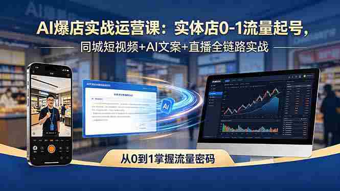 （18451期）AI爆店实战运营课：实体店0-1流量起号，同城短视频+AI文案+直播全链路实战-中创网_分享创业项目_助您在家赚钱