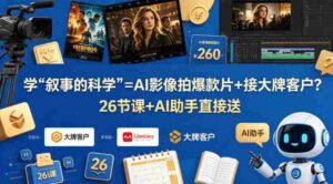 学《叙事的科学》=AI影像拍爆款片+接大牌客户?26节课+AI助手直接送【原创双语字幕】-中创网_分享创业项目_助您在家赚钱