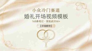 小众冷门赛道，婚礼开场视频模板，168条笔记，变现超20W+【详细教程】-中创网_分享创业项目_助您在家赚钱