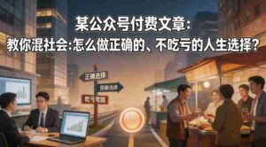 某公众号付费文章:教你混社会:怎么做正确的、不吃亏的人生选择?-中创网_分享创业项目_助您在家赚钱