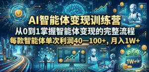 AI智能体变现训练营,从0到1掌握智能体变现的完整流程,每款智能体单次利润40—100+,月入1W+-中创网_分享创业项目_助您在家赚钱