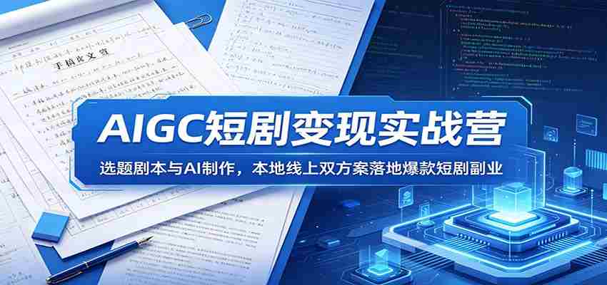 AIGC短剧变现实战营：选题剧本与AI制作，本地线上双方案落地爆款短剧副业-中创网_分享创业项目_助您在家赚钱