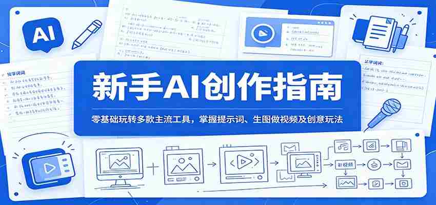新手AI创作指南：零基础玩转多款主流工具，掌握提示词、生图做视频及创意玩法-中创网_分享创业项目_助您在家赚钱