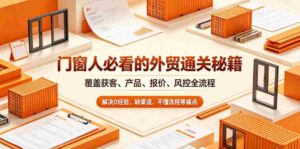 门窗人必看的外贸通关秘籍,块覆盖获客、产品、报价、风控全流程,解决0经验、缺渠道、不懂流程等痛点-中创网_分享创业项目_助您在家赚钱