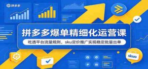 拼多多爆单精细化运营课:吃透平台流量规则,sku定价推广实现稳定批量出单-中创网_分享创业项目_助您在家赚钱