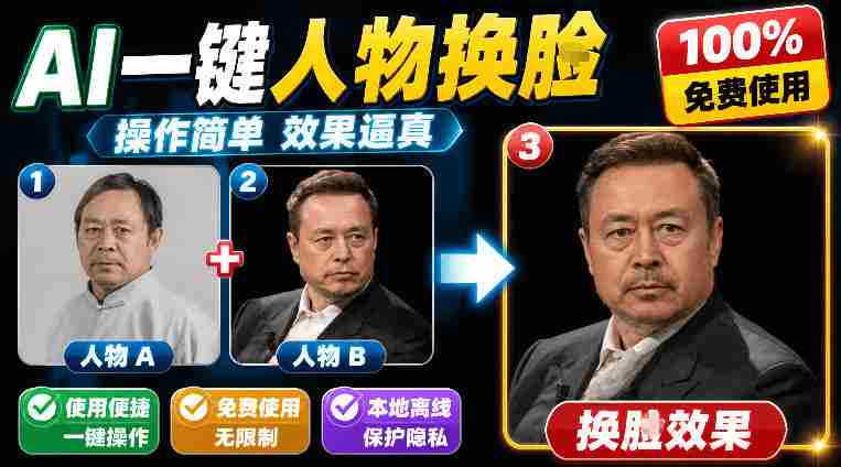 （19012期）纯离线本地运行！AI一键人物lian部替换软件，支持图片换lian，效果逼真，最便捷换lian工具FaceSwap-中创网_分享创业项目_助您在家赚钱