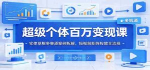 超级个体百万变现课:实体草根多赛道案例拆解,短视频矩阵投放全流程-中创网_分享创业项目_助您在家赚钱