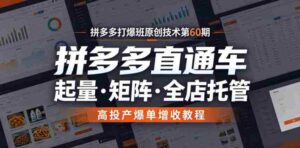 拼多多打爆班原创技术第60期,拼多多直通车,起量・矩阵・全店托管,高投产爆单增收教程-中创网_分享创业项目_助您在家赚钱