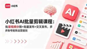 (18959期)小红书AI批量剪辑课程:批量视频分割+批量发布+交叉发布,多账号矩阵运营提效-中创网_分享创业项目_助您在家赚钱