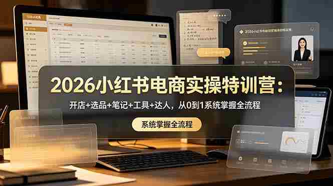 （18978期）2026小红书电商实操特训营：开店+选品+笔记+工具+达人，从0到1系统掌握全流程-中创网_分享创业项目_助您在家赚钱