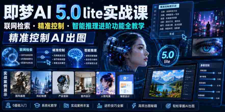 即梦AI 5.0 lite实战课,联网检索・精准控制・智能推理进阶功能全教学,精准控制AI出图