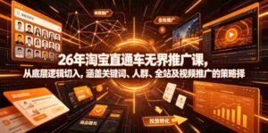 26年淘宝直通车无界推广课,从底层逻辑切入,涵盖关键词、人群、全站及视频推广的策略选择-中创网_分享创业项目_助您在家赚钱