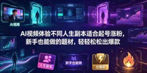 AI视频体验不同人生副本适合起号涨粉,新手也能做的题材,轻轻松松出爆款-中创网_分享创业项目_助您在家赚钱