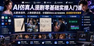 AI仿真人漫剧零基础实操入门课,从剧本创作、人物场景设定、分镜脚本到AI成片配音剪辑,全流程手把手教学-中创网_分享创业项目_助您在家赚钱