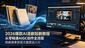 （18980期）2026 爆款 AI 漫剧短剧教程 从零精通 AIGC 创作全流程 既能接单变现又能就业入行-中创网_分享创业项目_助您在家赚钱