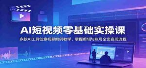 AI短视频零基础实操课:多款AI工具创意视频案例教学,掌握剪辑与账号全套变现流程-中创网_分享创业项目_助您在家赚钱