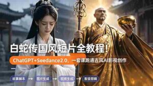 (18737期)白蛇传-国风短片全教程!ChatGPT+Seedance2.0,一套课跑通古风AI影视创作-中创网_分享创业项目_助您在家赚钱