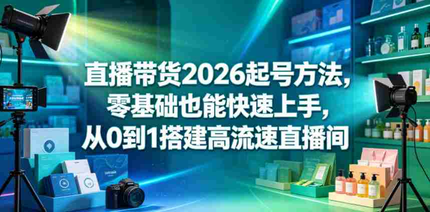 直播带货2026起号方法,零基础也能快速上手,从0到1搭建高流速直播间