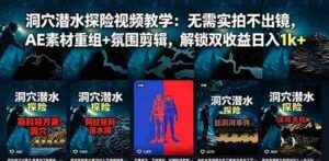 (18830期)洞穴潜水探险视频教学:无需实拍不出镜,AE素材重组+氛围剪辑,解锁双收益日入1k+-中创网_分享创业项目_助您在家赚钱