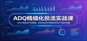 ADQ精细化投流实战课:从开户报白到计划搭建,出价压价技巧高效拉升投产与自然流量-中创网_分享创业项目_助您在家赚钱