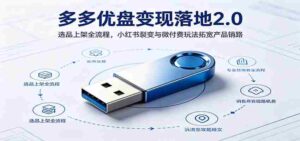 多多优盘变现落地2.0:选品上架全流程,小红书裂变与微付费玩法拓宽产品销路-中创网_分享创业项目_助您在家赚钱