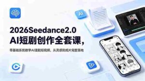 （18958期）2026Seedance2.0AI短剧创作全套课，零基础系统教学AI漫剧短视频，从灵感到成片完整落地-中创网_分享创业项目_助您在家赚钱