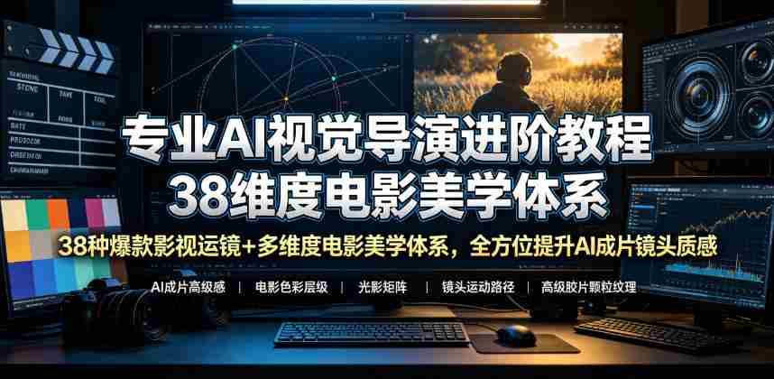 专业AI视觉导演进阶教程，38种爆款影视运镜+多维度电影美学体系，全方位提升AI成片高级感与镜头质感-中创网_分享创业项目_助您在家赚钱