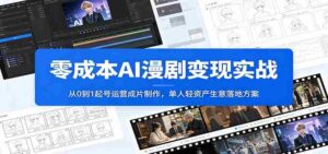 零成本AI漫剧变现实战:从0到1起号运营成片制作,单人轻资产生意落地方案-中创网_分享创业项目_助您在家赚钱